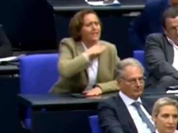 El polémico gesto de la diputada Beatrix von Storch El polémico gesto de la diputada Beatrix von Storch