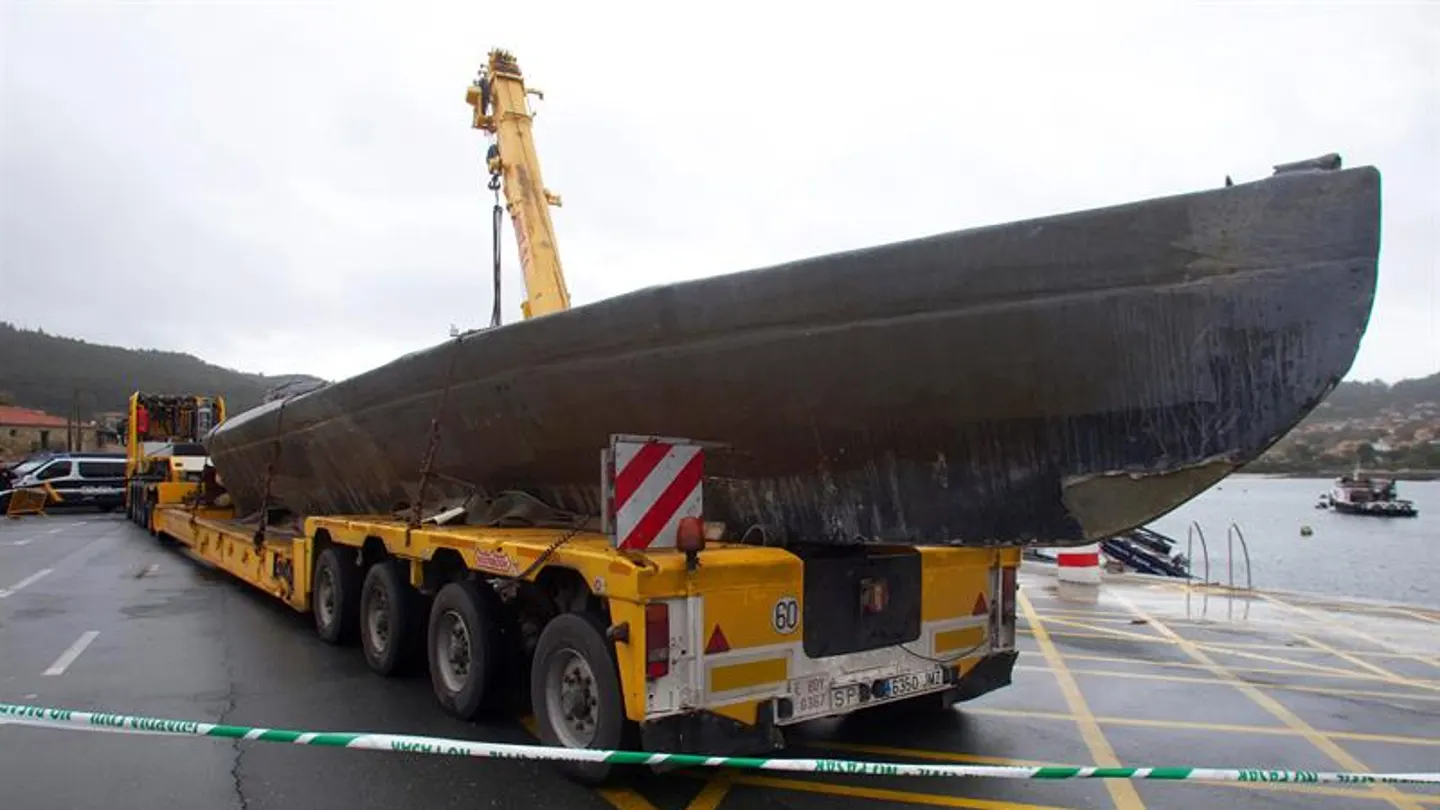 El 'narcosubmarino' hundido el pasado domingo en la Ría de Aldán El 'narcosubmarino' hundido el pasado domingo en la Ría de Aldán