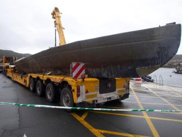 El 'narcosubmarino' hundido el pasado domingo en la Ría de Aldán