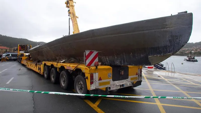 El 'narcosubmarino' hundido el pasado domingo en la Ría de Aldán