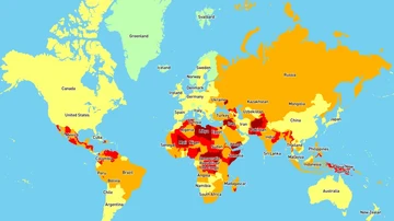 Mapa de los países más y menos peligrosos del mundo en términos de seguridad