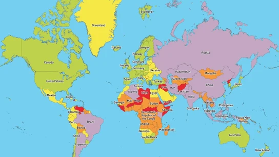 Mapa de los países más y menos seguros del mundo en términos sanitarios Mapa de los países más y menos seguros del mundo en términos sanitarios