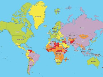 Mapa de los países más y menos seguros del mundo en términos sanitarios Mapa de los países más y menos seguros del mundo en términos sanitarios