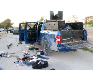 Un vehículo blindado tiroteado durante los hechos Un vehículo blindado tiroteado durante los hechos