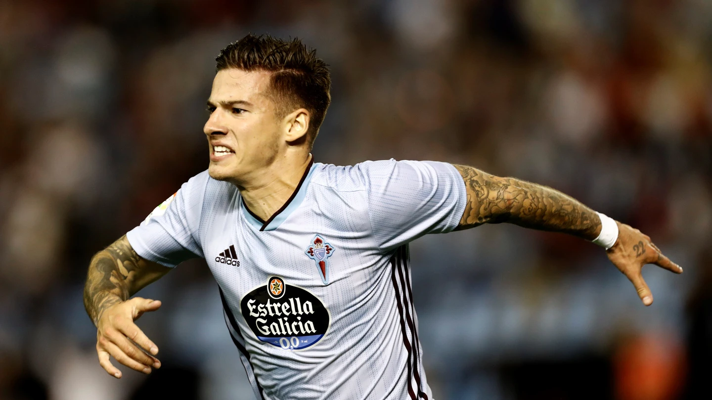 Santi Mina, en un partido con el Celta de Vigo. Santi Mina, en un partido con el Celta de Vigo.