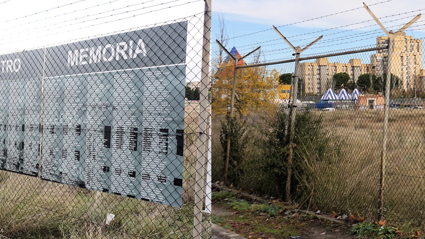 El memorial a los represaliados por el franquismo en la cárcel de Carabanchel y la valla de la cárcel tras ser arrancado El memorial a los represaliados por el franquismo en la cárcel de Carabanchel y la valla de la cárcel tras ser arrancado