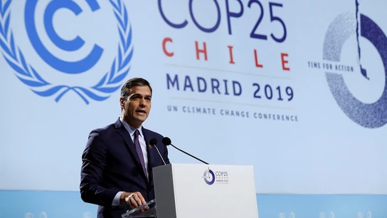 Pedro Sánchez durante su intervención en la ceremonia de apertura  Pedro Sánchez durante su intervención en la ceremonia de apertura