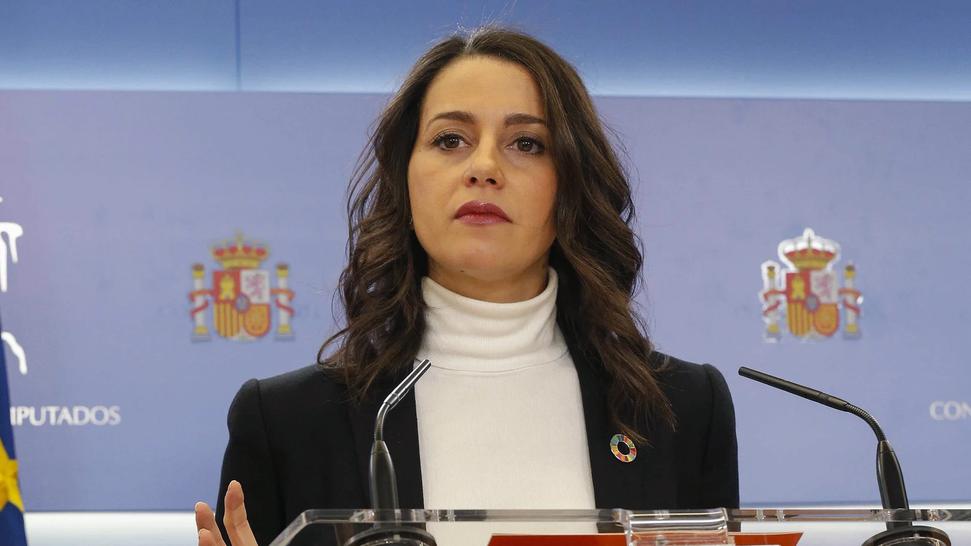 Inés Arrimadas, en una comparecencia en el Congreso de los Diputados.