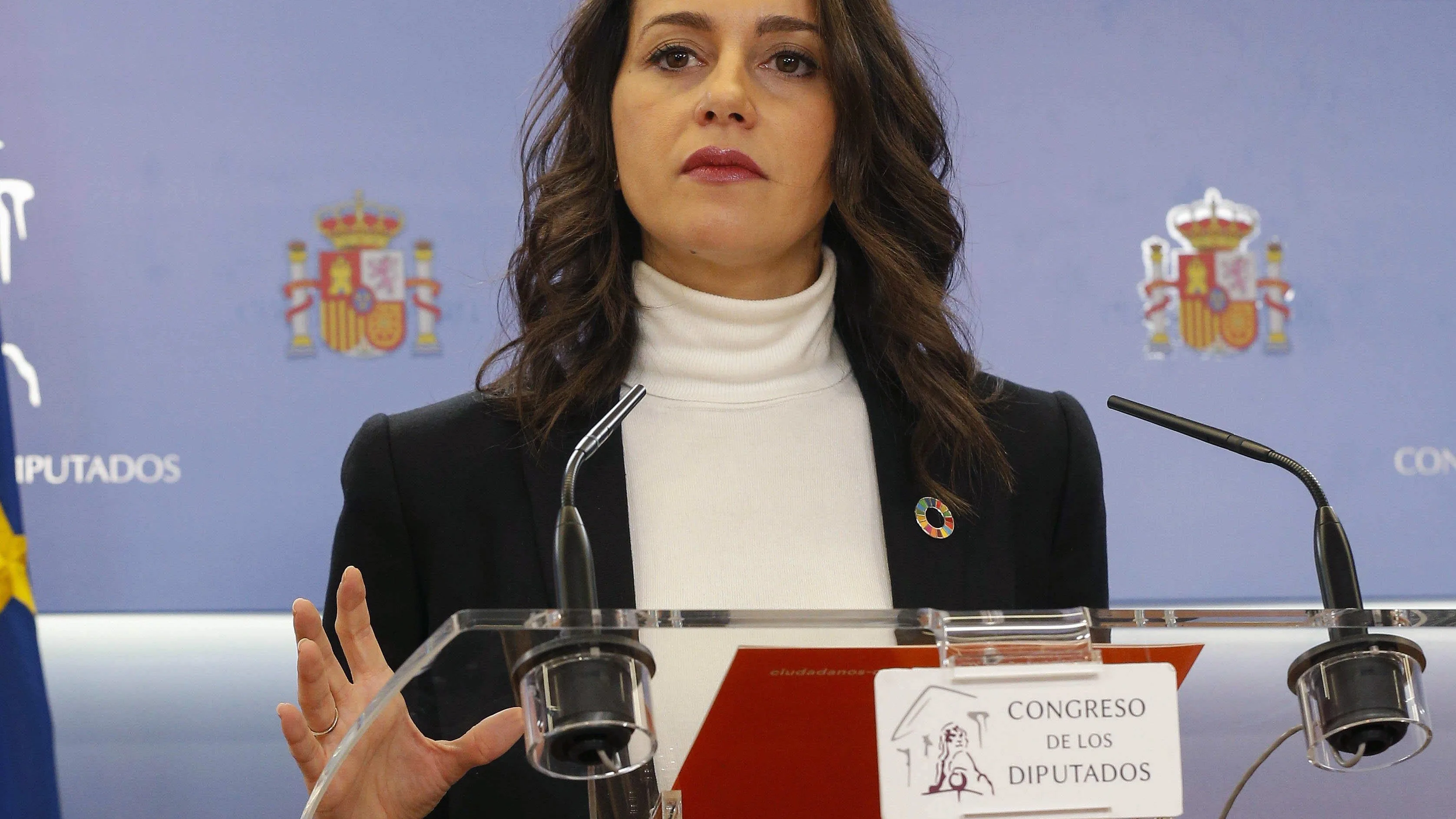 Inés Arrimadas, en una comparecencia en el Congreso de los Diputados.