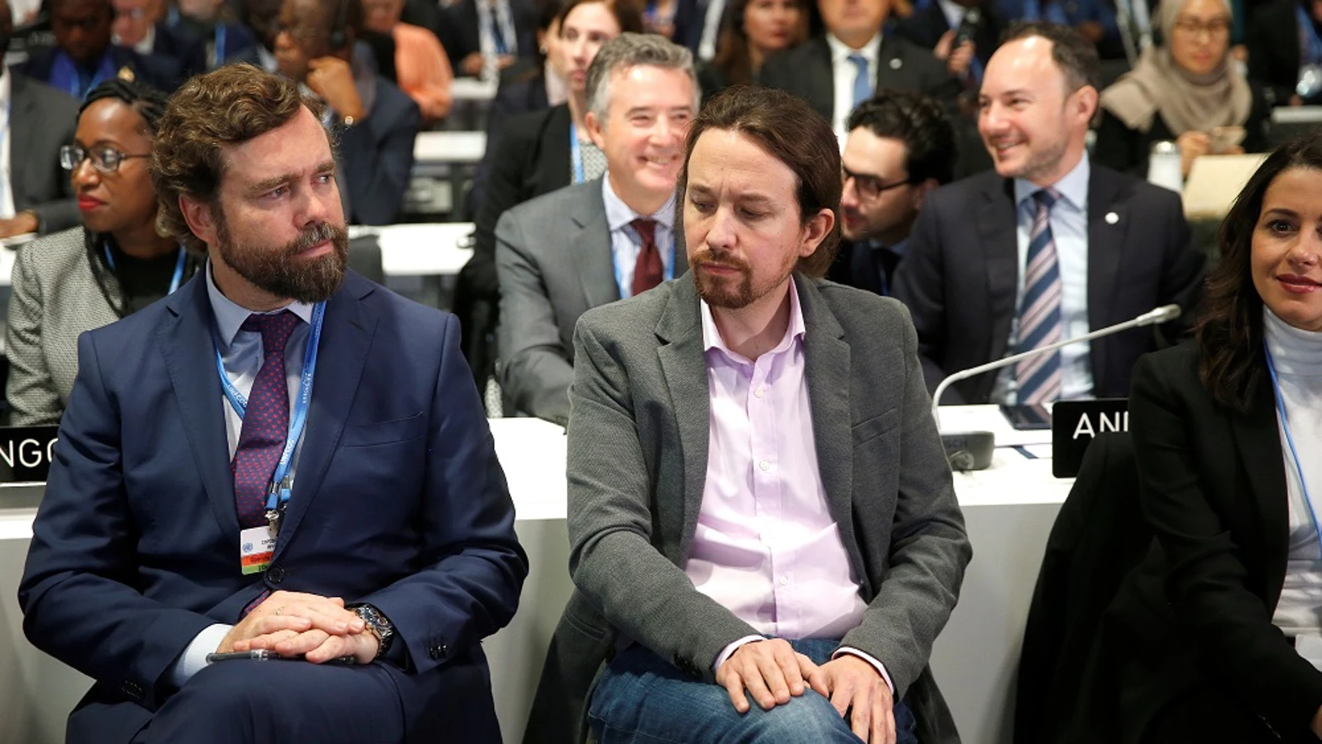 Iván Espinosa de los Monteros y Pablo Iglesias en la inauguración de la Cumbre del Clima