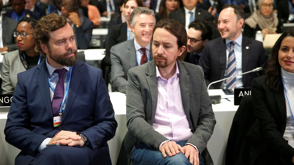 Iván Espinosa de los Monteros y Pablo Iglesias en la inauguración de la Cumbre del Clima