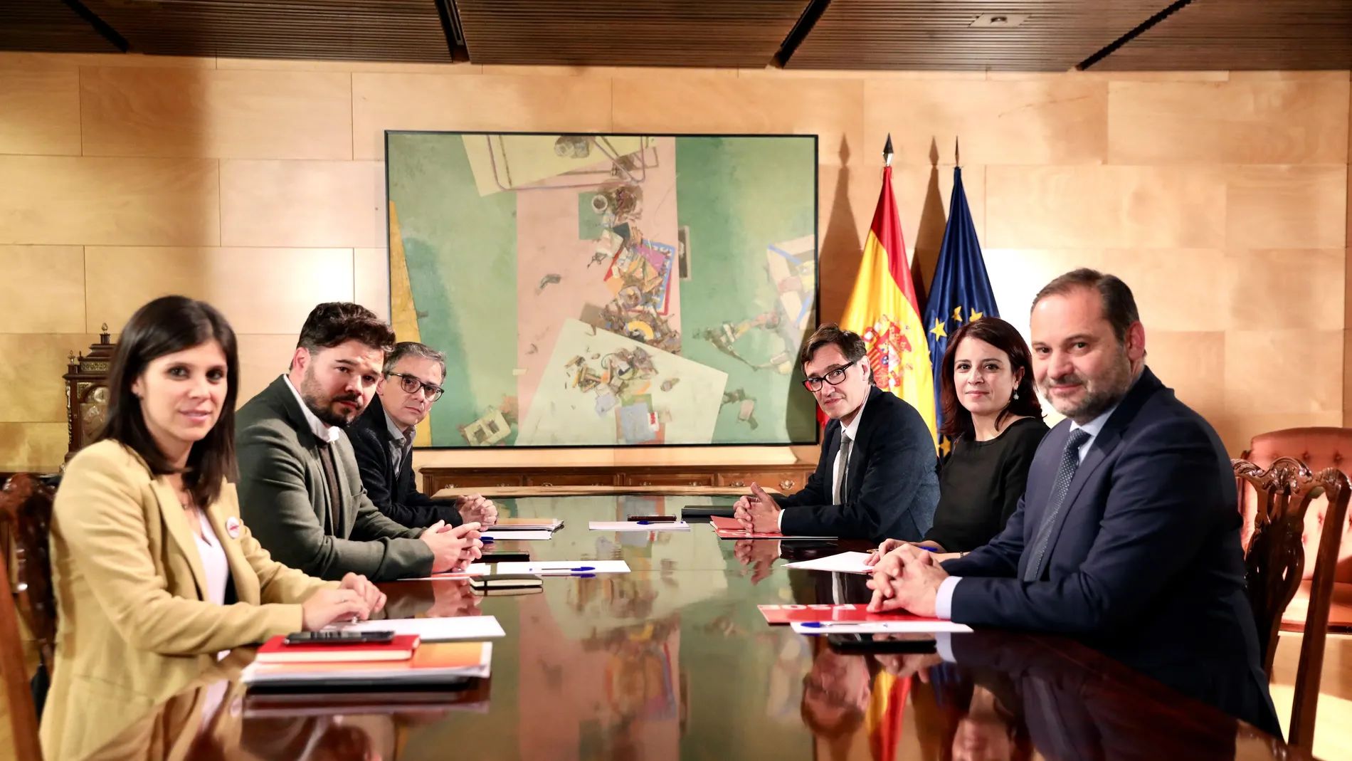 Una de las reuniones entre PSOE y ERC