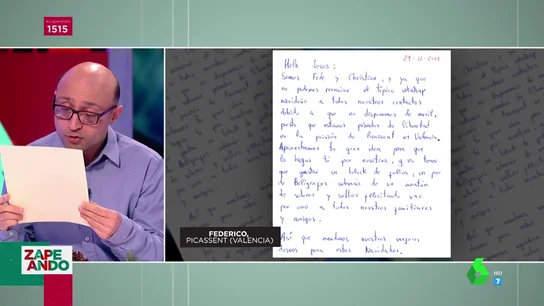 Las emotivas cartas de Navidad de los espectadores de Zapeando: "Deseo inclusión, igualdad e integración" Las emotivas cartas de Navidad de los espectadores de Zapeando: "Deseo inclusión, igualdad e integración"