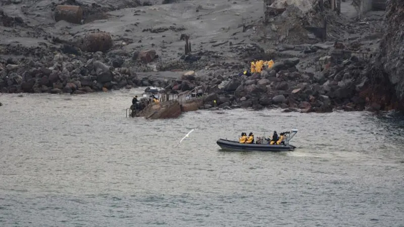 Imagen de la isla deshabitada Whakaari, Nueva Zelanda.