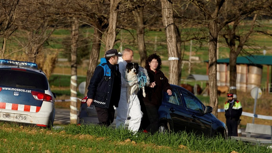 Dispositivo en el lugar del doble asesinato en Vilobí d'Onyar (Girona)