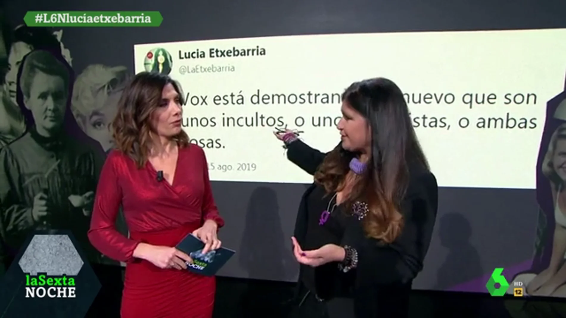 Lucía Etxebarría con Verónica Sanz en laSexta Noche