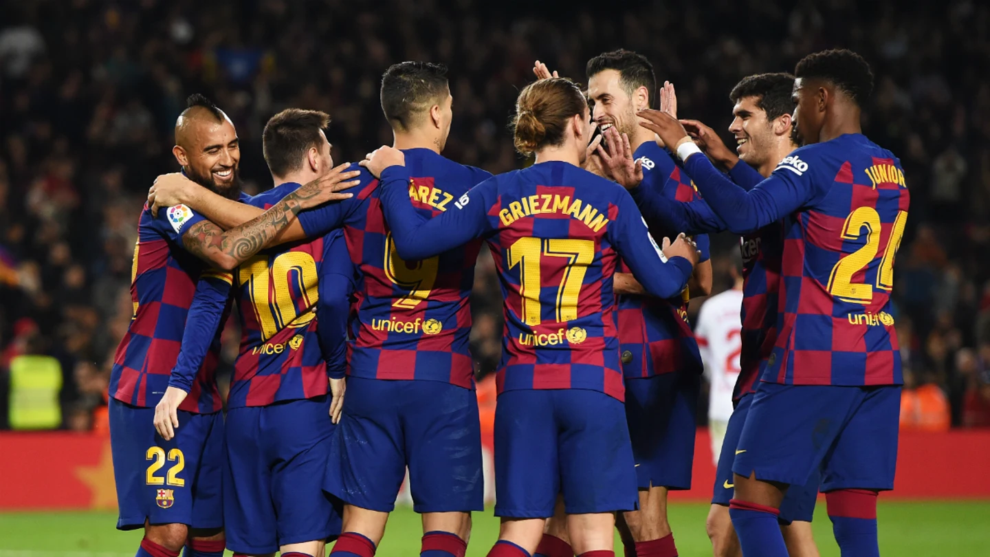 El Barcelona celebra un gol El Barcelona celebra un gol