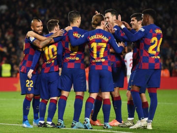 El Barcelona celebra un gol El Barcelona celebra un gol