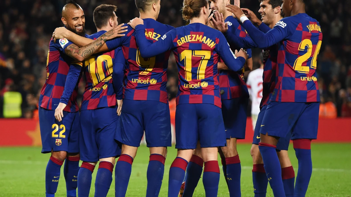 El Barcelona celebra un gol