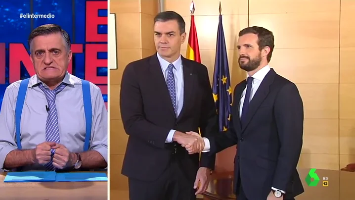 La "exageradas" caras de enfado de Casado y Sánchez indignan a Wyoming: "Por favor señores, no hace falta"