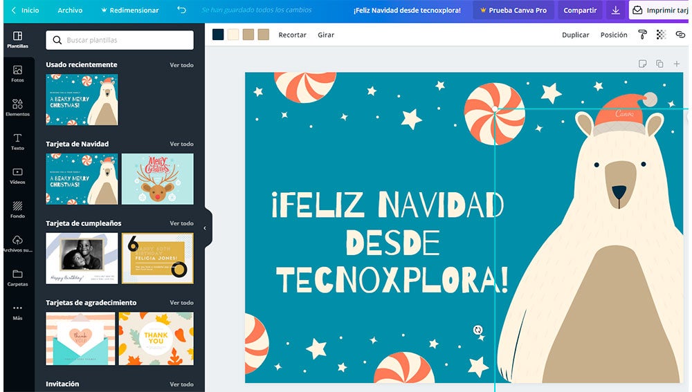 Diseñando la tarejta navideña para enviar en WhatsApp