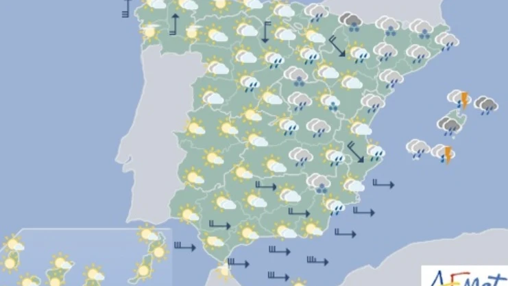 Mapa meteorológico de la AEMET para el 17 de diciembre 