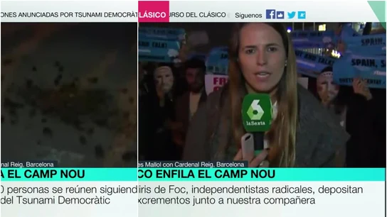 Mireya Germán es rodeada por excrementos en pleno directo Mireya Germán es rodeada por excrementos en pleno directo