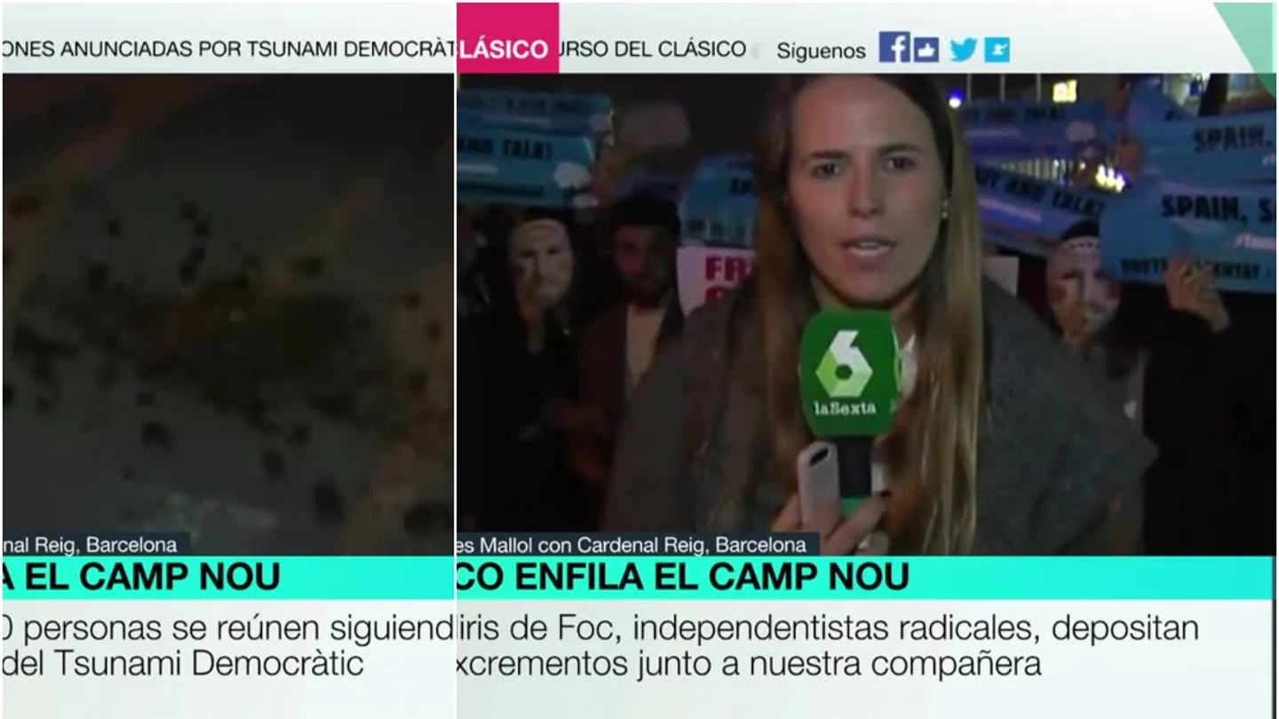 Mireya Germán es rodeada por excrementos en pleno directo Mireya Germán es rodeada por excrementos en pleno directo