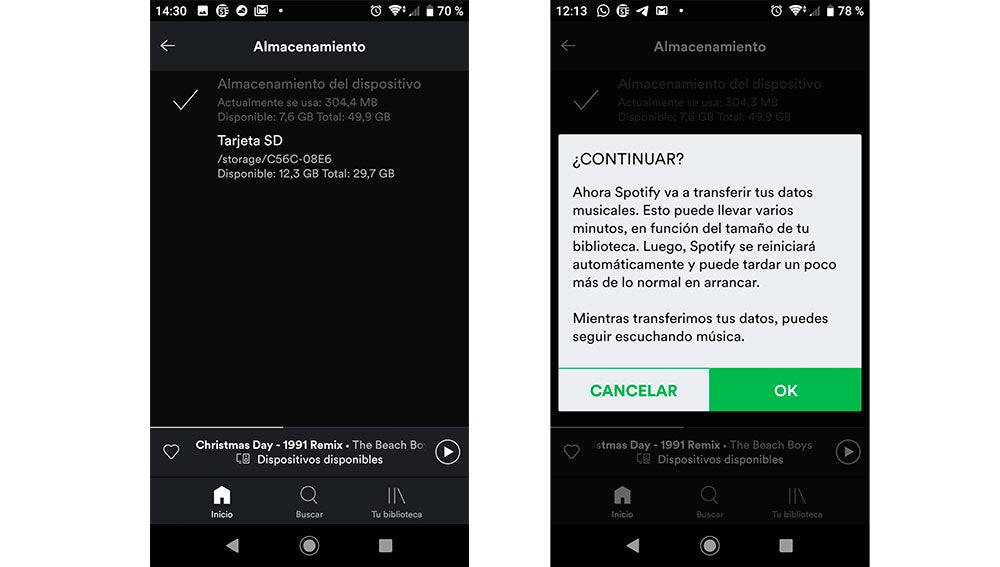 Seleccionando la tarjeta SD