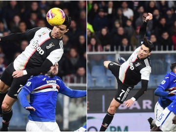El portentoso salto de Cristiano Ronaldo contra la Sampdoria El portentoso salto de Cristiano Ronaldo contra la Sampdoria