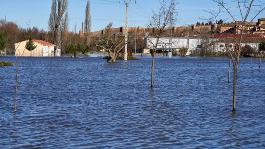 Vista de la crecida del r&iacute;o Adaja, afluente del Duero, a su paso por &Aacute;vila