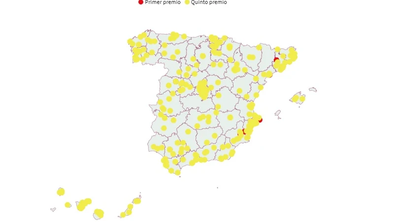 Localidades agraciadas en el sorteo de Lotería de Navidad