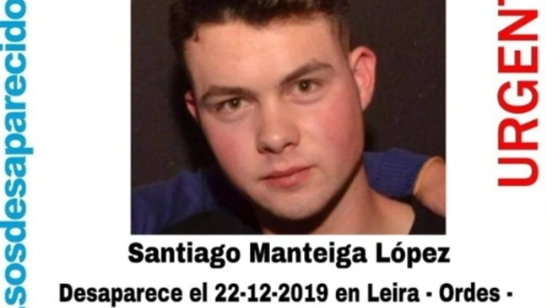 Santiago Manteiga López, de 19 años, desaparecido en Leira, A Coruña.