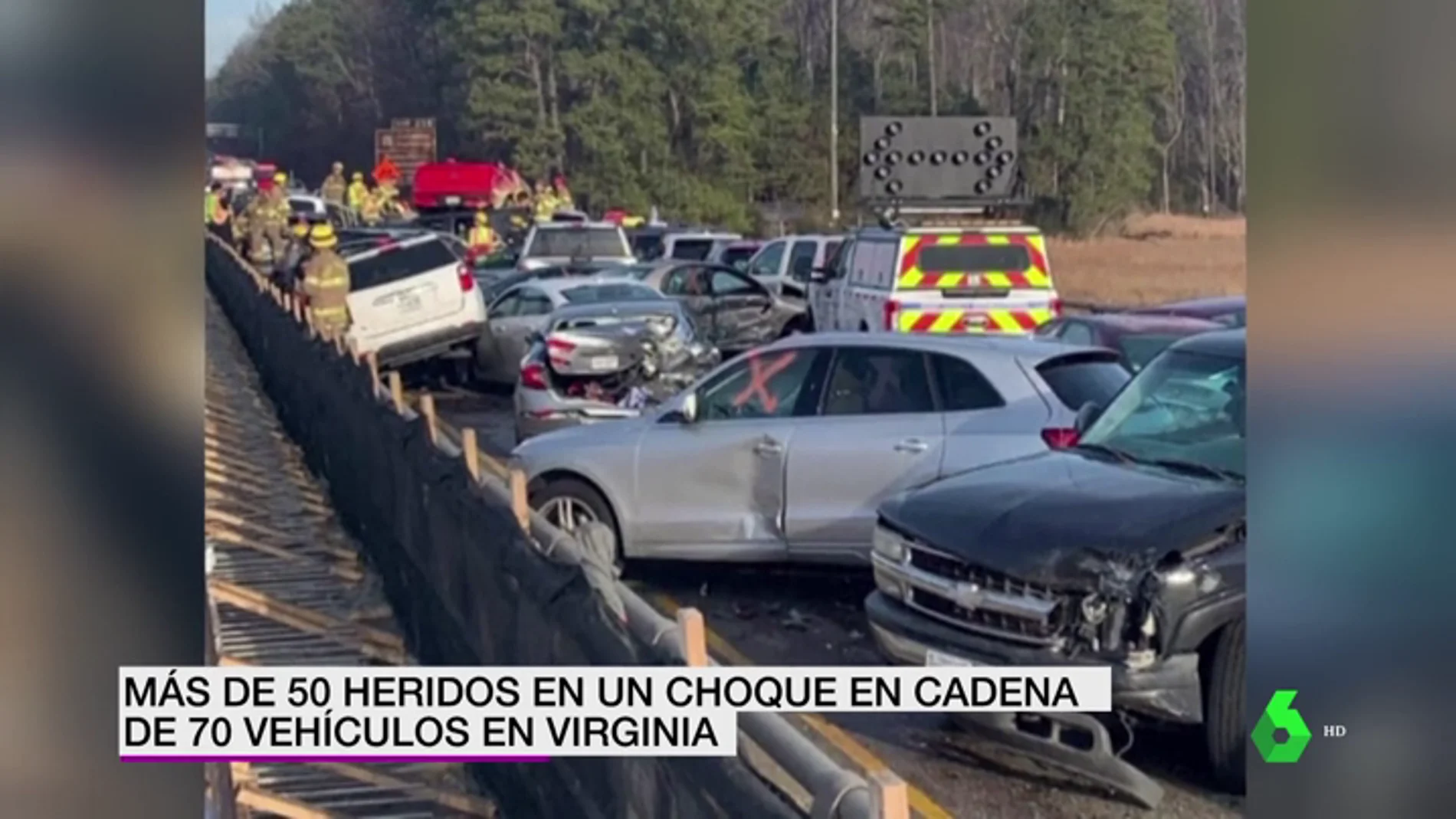Más de 70 coches provocan un choque en cadena en Virginia