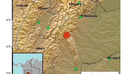 Mapa del sismo que se ha sentido en el centro de Colombia Mapa del sismo que se ha sentido en el centro de Colombia