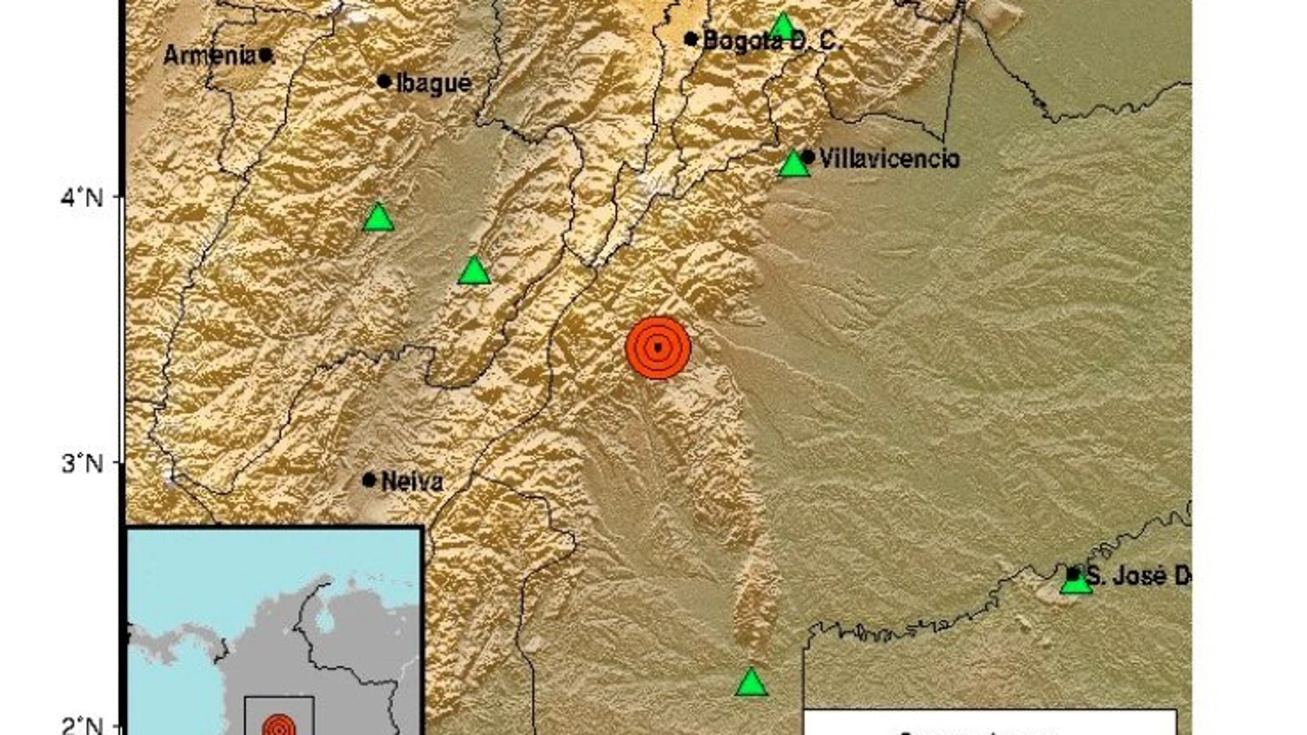 Mapa del sismo que se ha sentido en el centro de Colombia Mapa del sismo que se ha sentido en el centro de Colombia