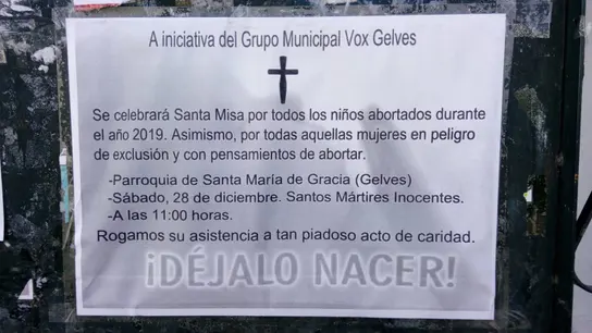El cartel que ha difundido Vox sobre la misa en contra del aborto El cartel que ha difundido Vox sobre la misa en contra del aborto
