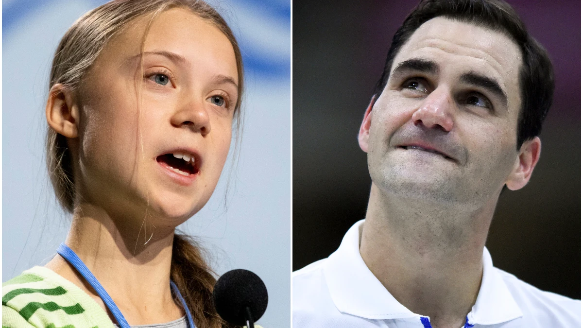 Greta Thunberg y Roger Federer