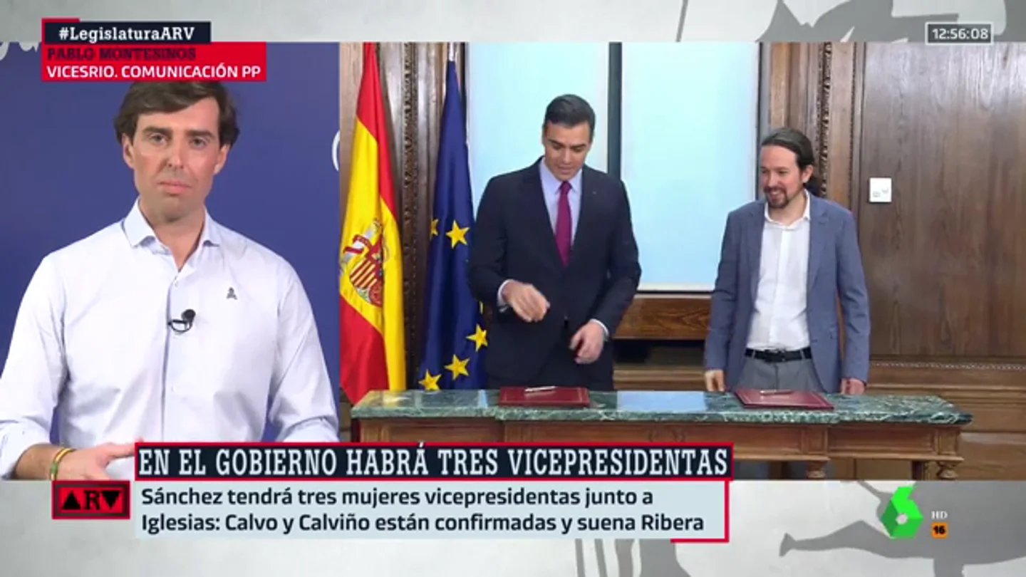 Pablo Montesinos critica las cuatro vicepresidencias del Gobierno: "Es el despilfarro del PSOE y Podemos" Pablo Montesinos: