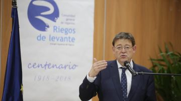 Ximo Puig, presidente de la Generalitat Valenciana en la sede de Riegos de Levante.