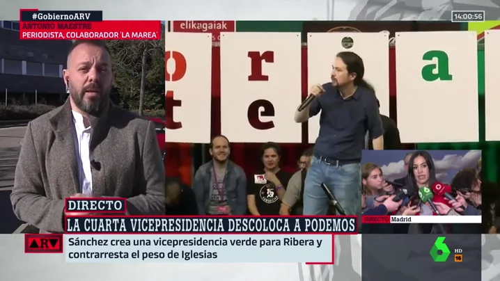 Antonio Maestre, tras reunirse con Iglesias: "Cree que es un buen avance que haya tres vicepresidentas mujeres" Antonio Maestre, tras reunirse con Iglesias: "Cree que es un buen avance que haya tres vicepresidentas mujeres"
