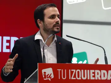 Alberto Garzón durante su intervención en la reunión que la Coordinadora Federa de Izquierda Unida 