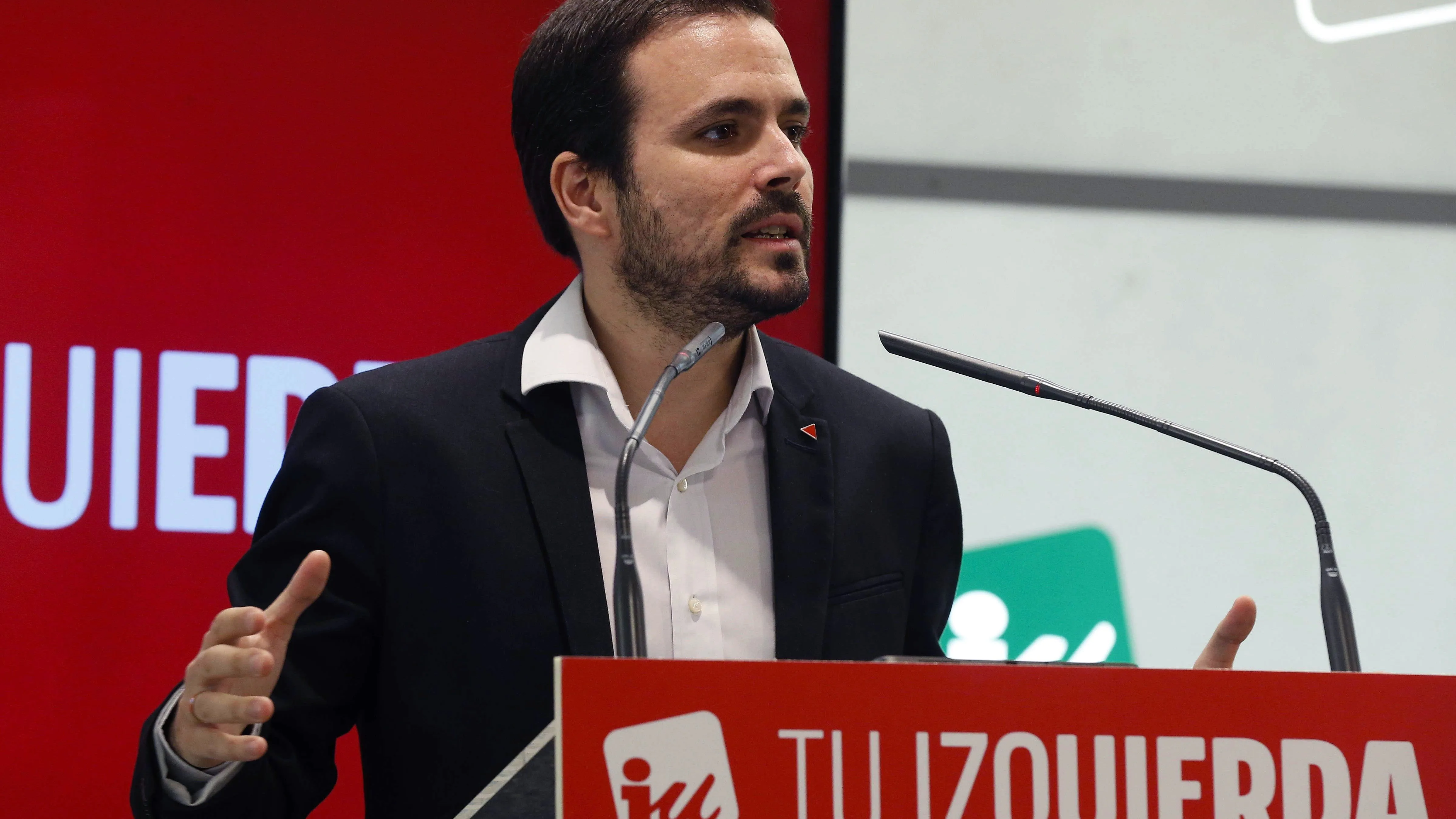 Alberto Garzón durante su intervención en la reunión que la Coordinadora Federa de Izquierda Unida