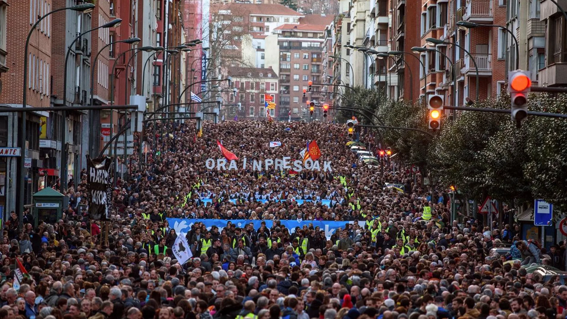 Manifestación en apoyo a los presos de ETA con presencia de Unidas Podemos