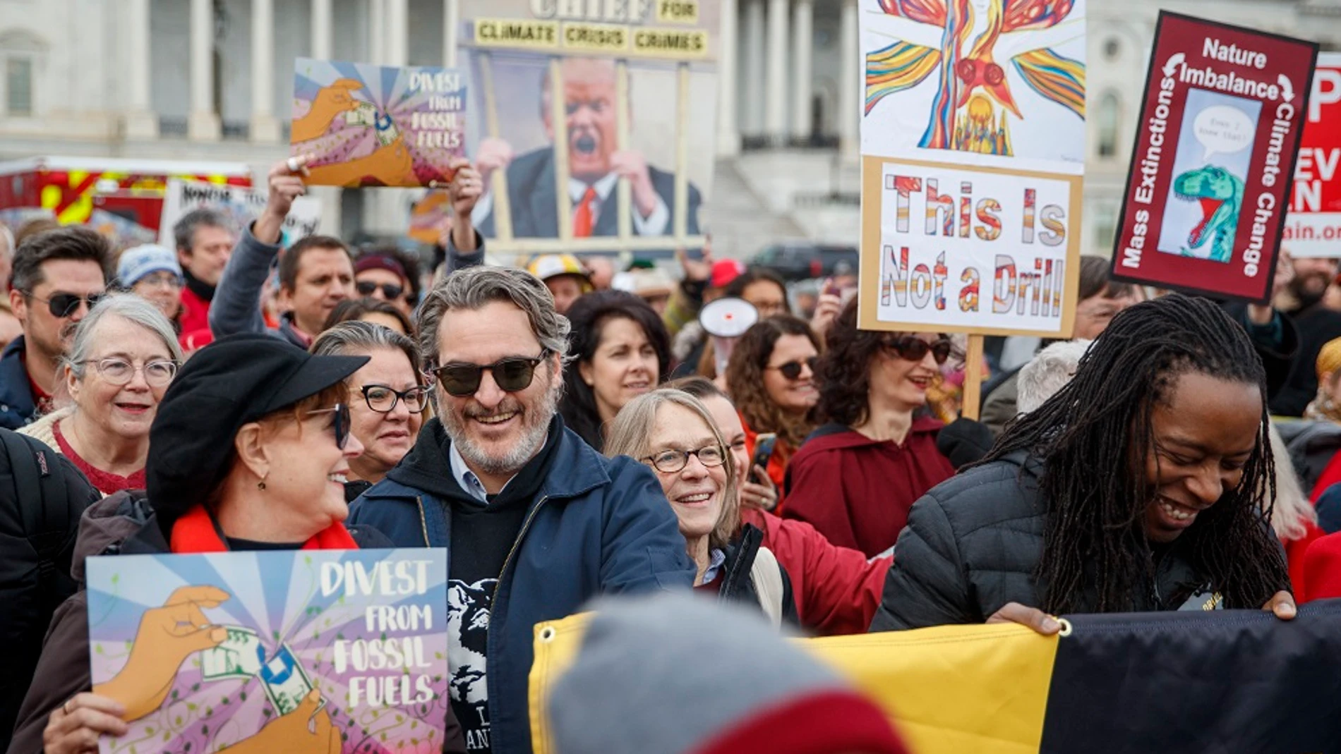 Joaquin Phoenix en una manifestación en Washington