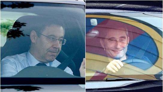 Bartomeu y Valverde salen de la ciudad deportiva del FC Barcelona Bartomeu y Valverde salen de la ciudad deportiva del FC Barcelona