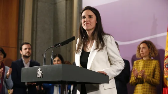 Irene Montero, durante su primer discurso como ministra Irene Montero, durante su primer discurso como ministra
