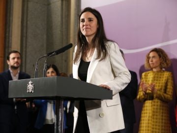 Irene Montero, durante su primer discurso como ministra Irene Montero, durante su primer discurso como ministra
