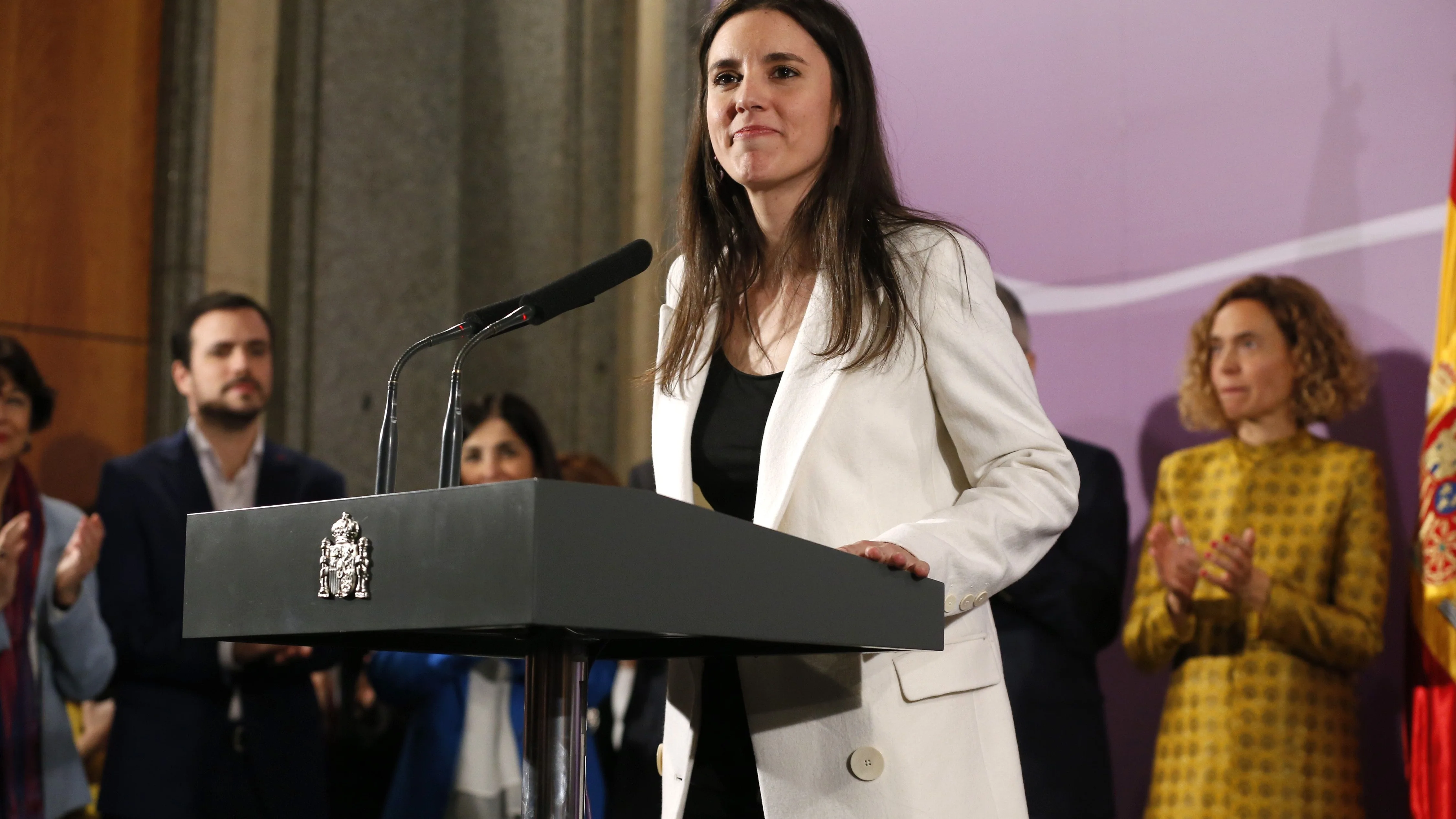 Irene Montero, durante su primer discurso como ministra