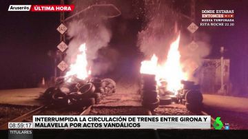 Tsunami democràtic vuelve a llamar a la movilización: una quema de neumáticos interrumpe el tren entre Girona y Barcelona